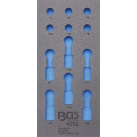   BGS technic 1/3 Szerszámtálca szerszámkocsihoz, üresen: 12 részes 1/2" Imbusz dugókulcs bit készlethez (nem tartozék) (BGS 4092-1)