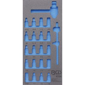   BGS technic 1/3 Szerszámtálca szerszámkocsihoz, üresen: 22 részes olajleeresztő csavarhoz való dúgókulcsot és olajszűrő leszedőt tartalmazó készlethez (nem tartozék) (BGS 4094-1)