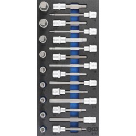   BGS technic 1/3 Szerszámtálca szerszámkocsihoz: 1/2" Bit dugókulcs készlet | Imbusz | 24 darabos (BGS 4116)
