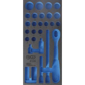   BGS technic 1/3 szerszámtálca szerszámkocsihoz (408x189x32 mm), üresen: 27 részes dugókulcs készlethez, 1/2", 8-32 mm (nem tartozék) (BGS 4126-1)