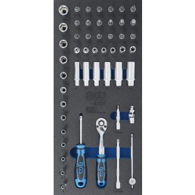   BGS technic 1/3 Szerszámtálca szerszámkocsihoz: 50 részes dugókulcs és hajtószár készlettel,1/4" (BGS 4127)