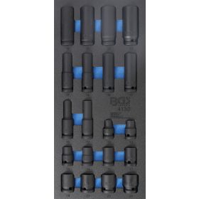   BGS technic 1/3 Szerszámtálca szerszámkocsihoz: 20 részes légkulcsokhoz való dugókulcsfej készlettel, 10-24 mm (BGS 4130)