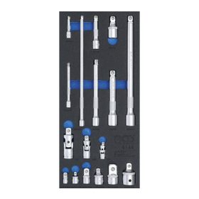   BGS Technic Műhelykocsi-betét 1/3: Hosszabbító-, adapter- és csuklókészlet | 17 darabos (BGS 4144)