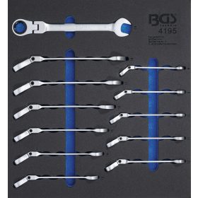   BGS technic Műhelykocsi-betét 2/3: Racsnis csillag-villáskulcs | hajlítható | 8 - 19 mm | 12 darabos (BGS 4195)