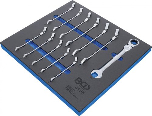 BGS technic Műhelykocsi-betét 2/3: Racsnis csillag-villáskulcs | hajlítható | 8 - 19 mm | 12 darabos (BGS 4195)