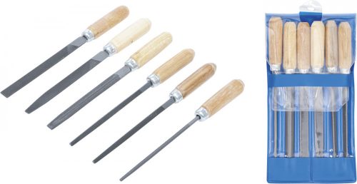 Kraftmann Kulcsreszelő- készlet | fanyéllel | 100 mm | 6 darabos (BGS 50204)