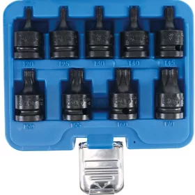   BGS technic 9 részes Torx bitfej készlet légkulcshoz, T20 - T80, 1/2" (BGS 5486)