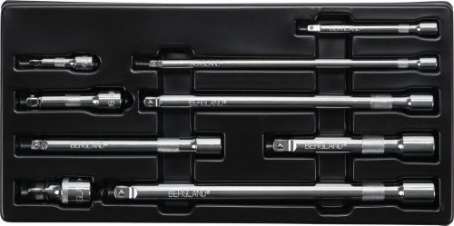 Kraftmann 9 részes 1/4", 3/8", 1/2"-os hosszabító szár készlet dugókulcshoz, billenő fejjel (BGS 6113)