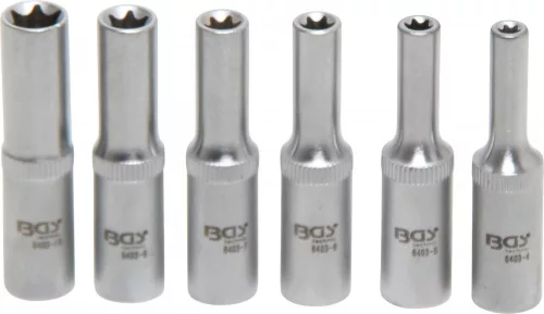 BGS technic 6 darabos 1/4" Hosszított belső torx (E-Type) készlet, E4 - E10 (BGS 6403)