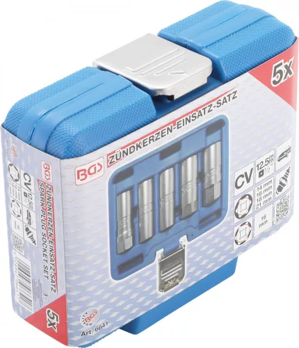 BGS technic Gyújtógyertyakulcs készlet, hatszögletű | 12,5 mm (1/2") | 14 - 21 mm | 5 darabos (BGS 6641)