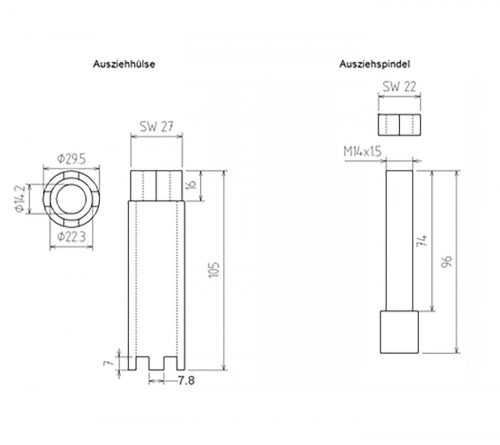 BGS technic Körmös dugókulcs injektor fúvókához, 4 fogas, Mercedes-Benz és MAN tehergépkocsikhoz (BGS 67230)
