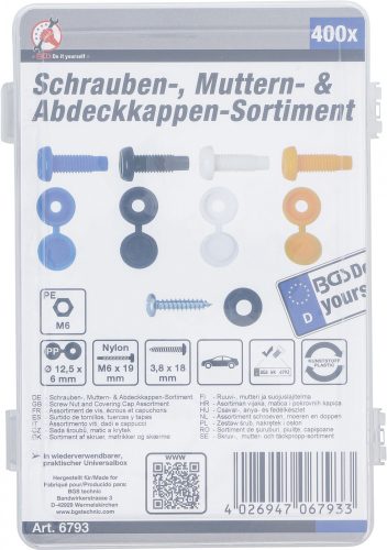 Kraftmann Csavar-, anya- és fedélkészlet | 400 darabos (BGS 6793)