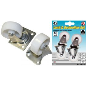   Kraftmann 4 részes görgö készlet (2 körbe forgó + 2 fix), 38mm (BGS 80330)