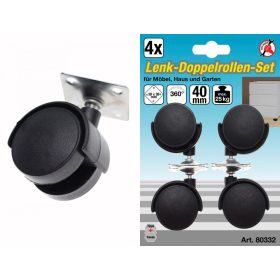   Kraftmann 4 részes körbe forgó, dupla kerekű görgö készlet, 40mm (BGS 80332)