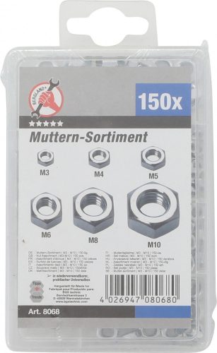 Kraftmann Hatszögű anyacsavar készlet 150 részes (BGS 8068)