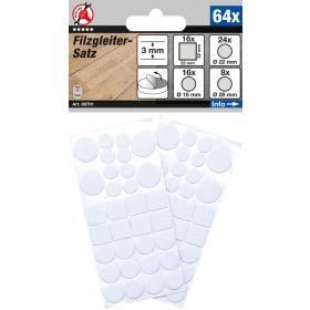   Kraftmann Filc alátét készlet | fehér | 64 darabos (BGS 80701)