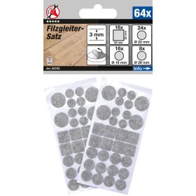   Kraftmann Filc alátét készlet | szürke cirkás | 64 darabos (BGS 80703)