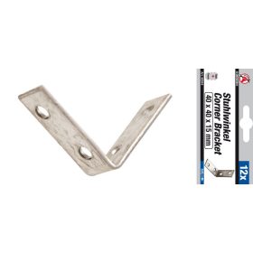   Kraftmann Acél konzol készlet, 40 x 40 x 15 mm, 12 db-os (BGS 80944)