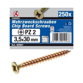   Kraftmann Multifunkciós csavar 3.5 x 30 mm, 250 részes (BGS 80961)