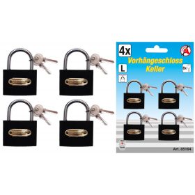   Kraftmann 4 részes L-es méretű, 35mm-es lakat készlet, ugyanazzal a kulccsal nyílnak (BGS 85164)