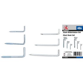 Kraftmann 48 részes acél fali kampó készlet (BGS 88164)