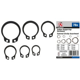   Kraftmann 78 részes külső Seeger gyűrű készlet, Ø 8-19 mm (BGS 88168)