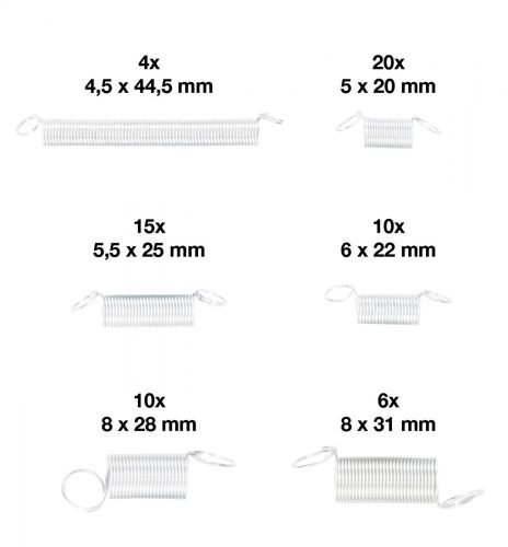 Kraftmann Rugókészlet | Húzórugók | 65 darabos (BGS 88173)