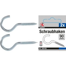   Kraftmann Csavaros kampó készlet | 90 mm | 2 darabos (BGS 88183)