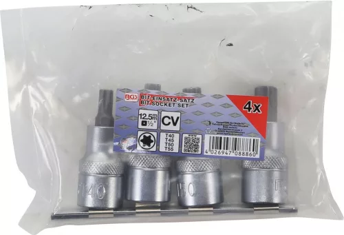 BGS technic 4 részes Torx bit dugókulcs készlet, 1/2", T40-T55 (BGS 8886)