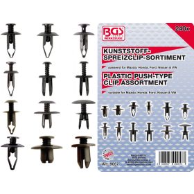   BGS technic 240 részes szétnyíló szárú műanyag patent készlet Mazda, Honda, Ford, Nissan és VW típusokhoz (BGS 9057)