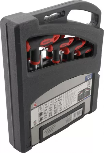 Kraftmann 16 részes T-fogós Imbuszkulcs és torx kulcs készlet (BGS 90)