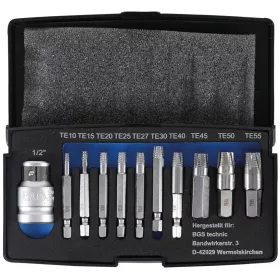   BGS technic 11 részes tört csavar kiszedő készlet Torx csavarokhoz, T10-T55 (BGS 9170)