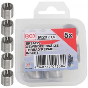   BGS technic 5 részes menetjavító persely készlet, M20X1.5 (BGS 9434-1)