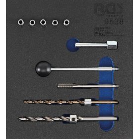   BGS technic 10 részes menetjavító készlet Mercedes-Benz CDI motorok injektor rögzítő csavarjaihoz, 1/6-os szerszámtálcában (BGS 9538)