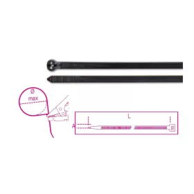   Beta BMNL2025   Acélfogas műanyag kábelkötegelő szalag, fekete, UV-álló