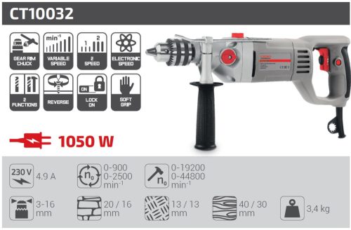 CROWN CT10032 Ütvefúró 1050W 3-16mm
