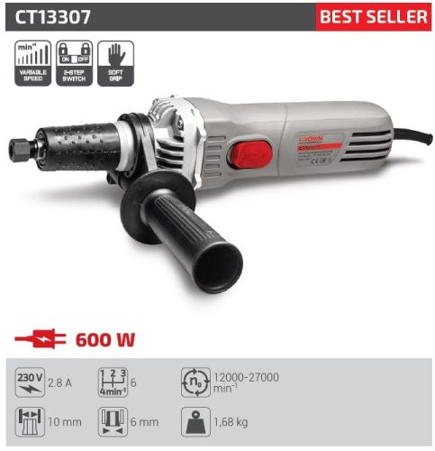 CROWN CT13307 Egyenes csiszoló - 600W - hosszított