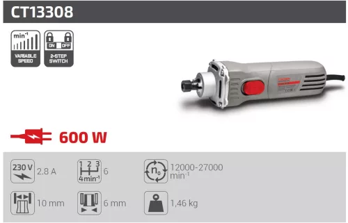 CROWN CT13308 Egyenes csiszoló 600W