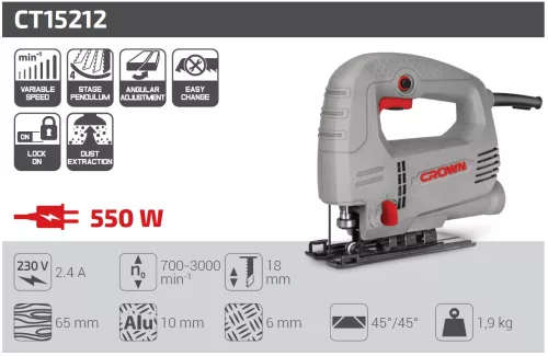 CROWN CT15212 Dekopírfűrész 550 W