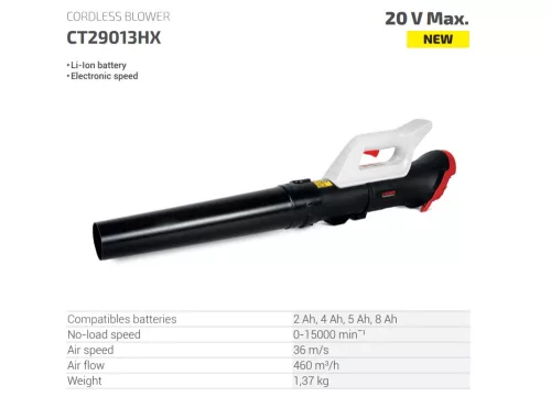 CROWN CT29013HX Akkus lombfúvó 20 V-  akku és töltő nélkül