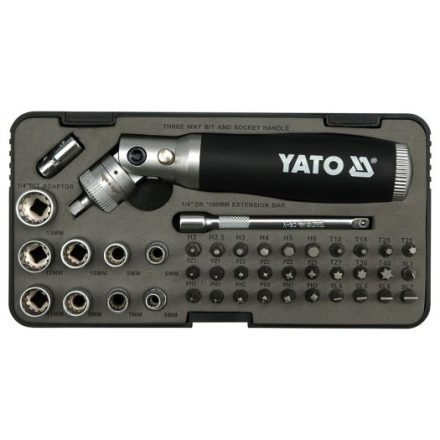 YATO Bithegy és dugókulcs készlet 42 részes racsnis behajtóval (YT-2806)