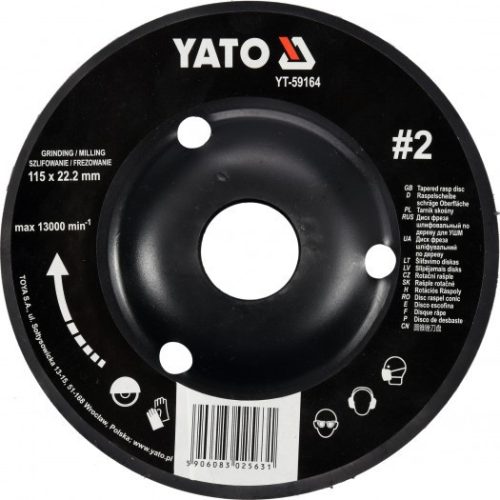 YATO Kúpos Ráspolykorong durva #2 115 mm (YT-59164)