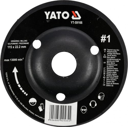 YATO Kúpos Ráspolykorong durva #1 115 mm (YT-59166)