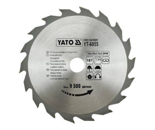 YATO Fűrésztárcsa fához 160/20/18 (YT-6055)