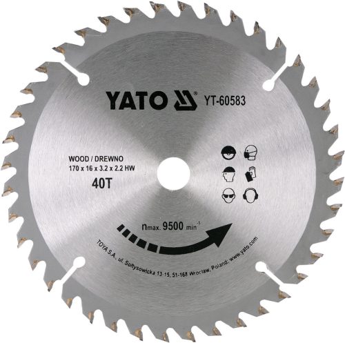YATO Fűrésztárcsa fához 170/40/16 (YT-60583)
