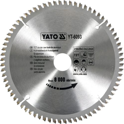 YATO Fűrésztárcsa Alumíniumhoz 210/30/72 (YT-6093)