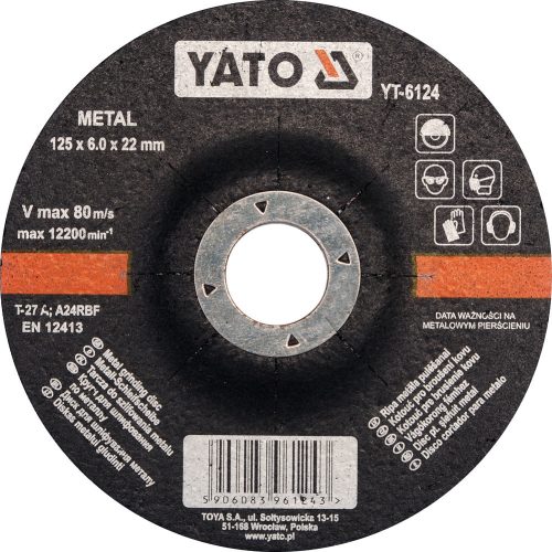 YATO Tisztítókorong fémre 125 x 6,0 x 22,2 mm (YT-6124)